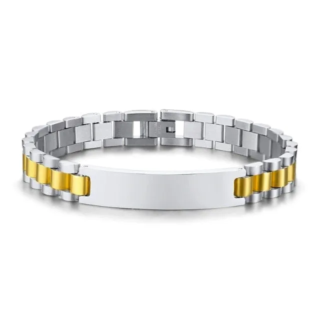 10MM -15.5MM LUXURY METAL ID BRACELET PREMIUM OYSTER STYLE BAND PERSONALIZED ENGRAVING BRACELETS GIFT FOR HIM