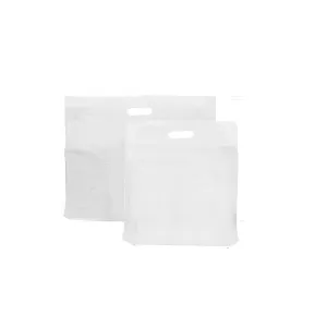 14 x 14 x 4 30mu White Patch Handle Plastic Carrier Bags (B3)