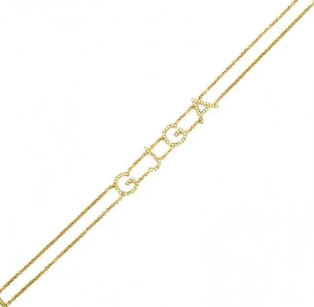 14k Double Chain Diamond Name Bracelet