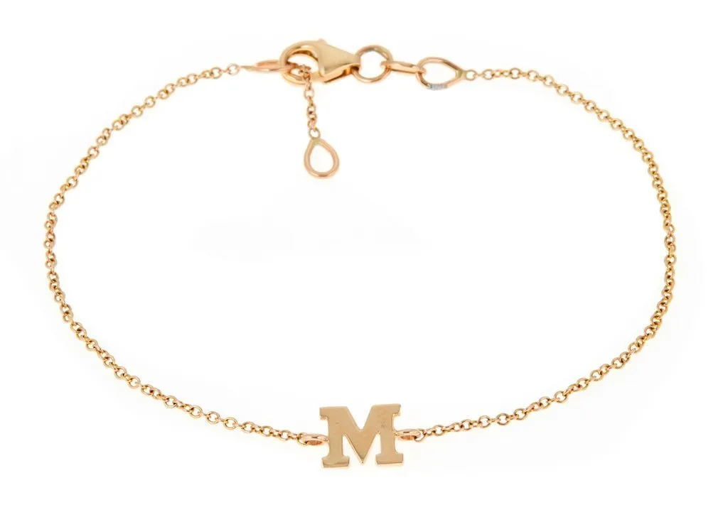 14k Rose Gold Mini Initial Bracelet