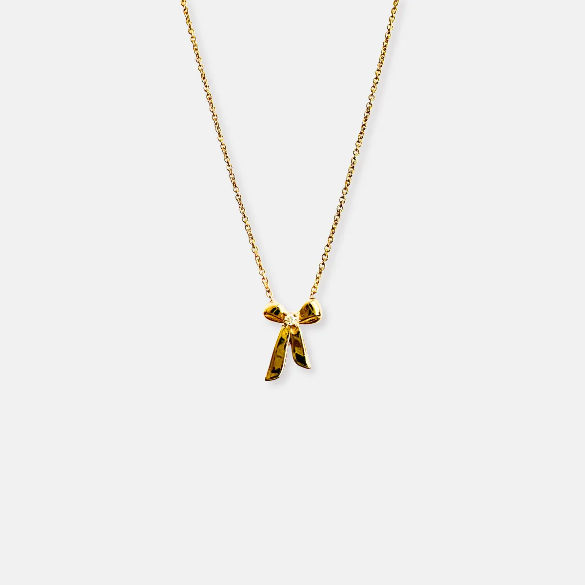 14K Yellow Gold Diamond Bow Necklace - Sample Sale