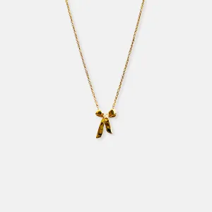 14K Yellow Gold Diamond Bow Necklace - Sample Sale