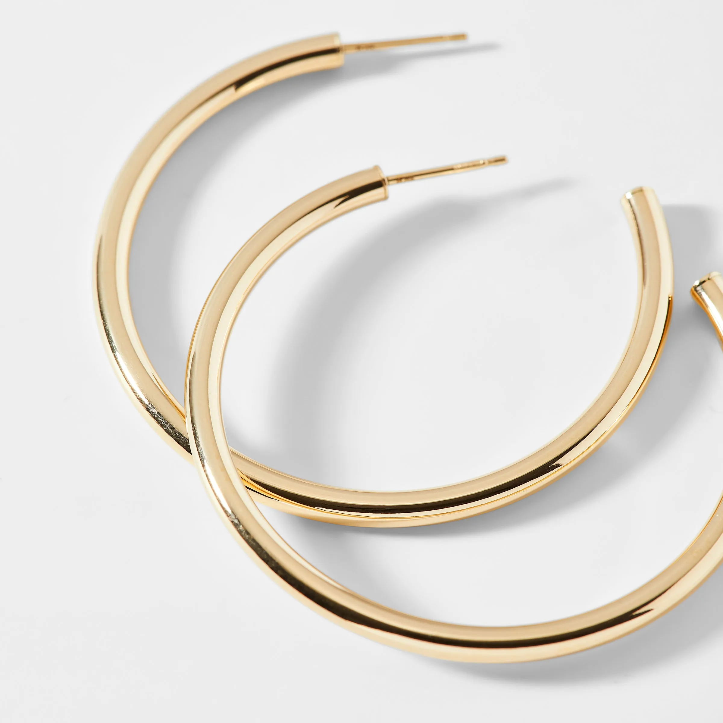 14KT GOLD 46MM TUBE HOOP EARRINGS