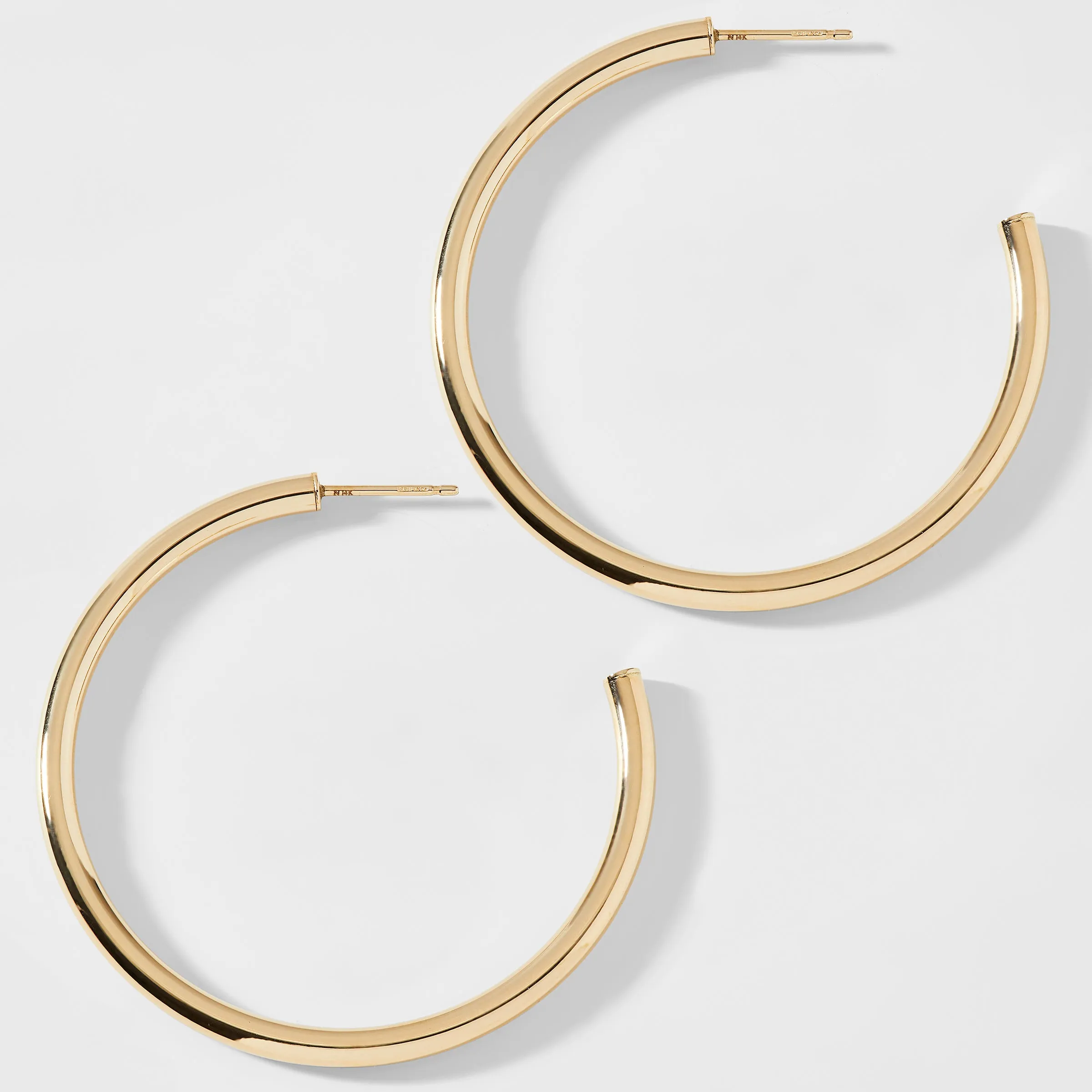 14KT GOLD 46MM TUBE HOOP EARRINGS