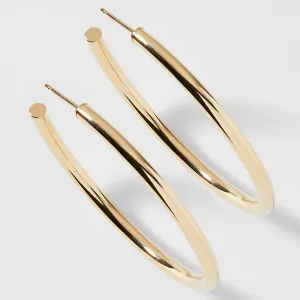 14KT GOLD 46MM TUBE HOOP EARRINGS