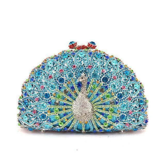 23 Colors, Luxury Crystal Evening Bag Peacock Clutch diamond party bling purse SALE