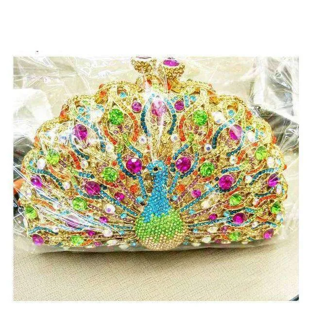 23 Colors, Luxury Crystal Evening Bag Peacock Clutch diamond party bling purse SALE