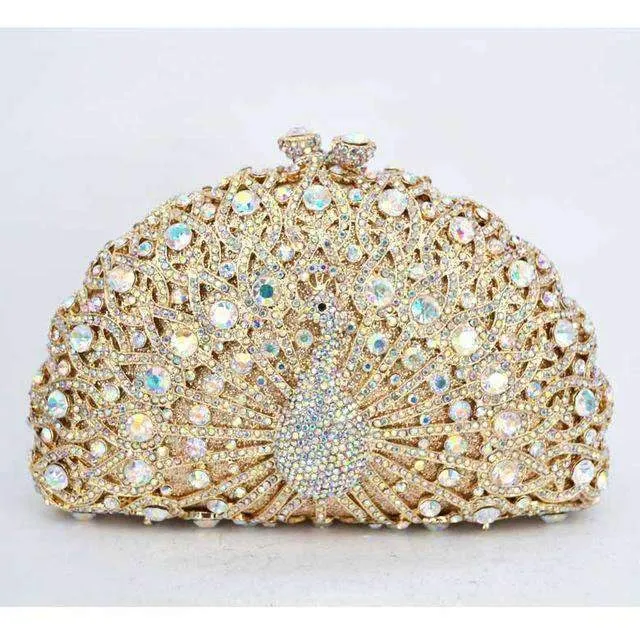 23 Colors, Luxury Crystal Evening Bag Peacock Clutch diamond party bling purse SALE