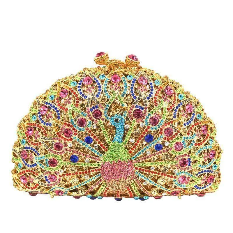 23 Colors, Luxury Crystal Evening Bag Peacock Clutch diamond party bling purse SALE