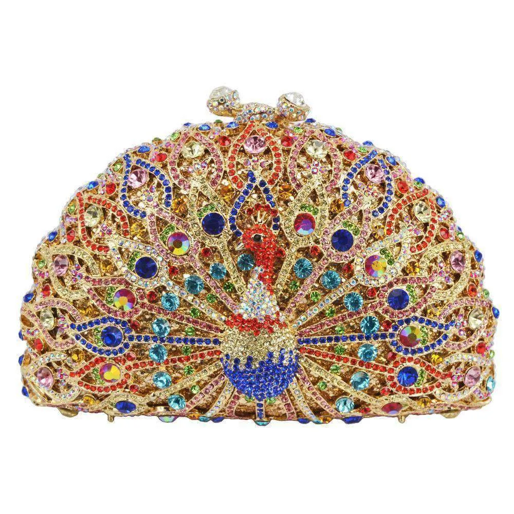 23 Colors, Luxury Crystal Evening Bag Peacock Clutch diamond party bling purse SALE