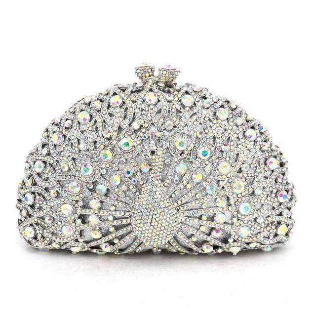 23 Colors, Luxury Crystal Evening Bag Peacock Clutch diamond party bling purse SALE