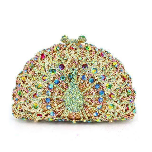 23 Colors, Luxury Crystal Evening Bag Peacock Clutch diamond party bling purse SALE