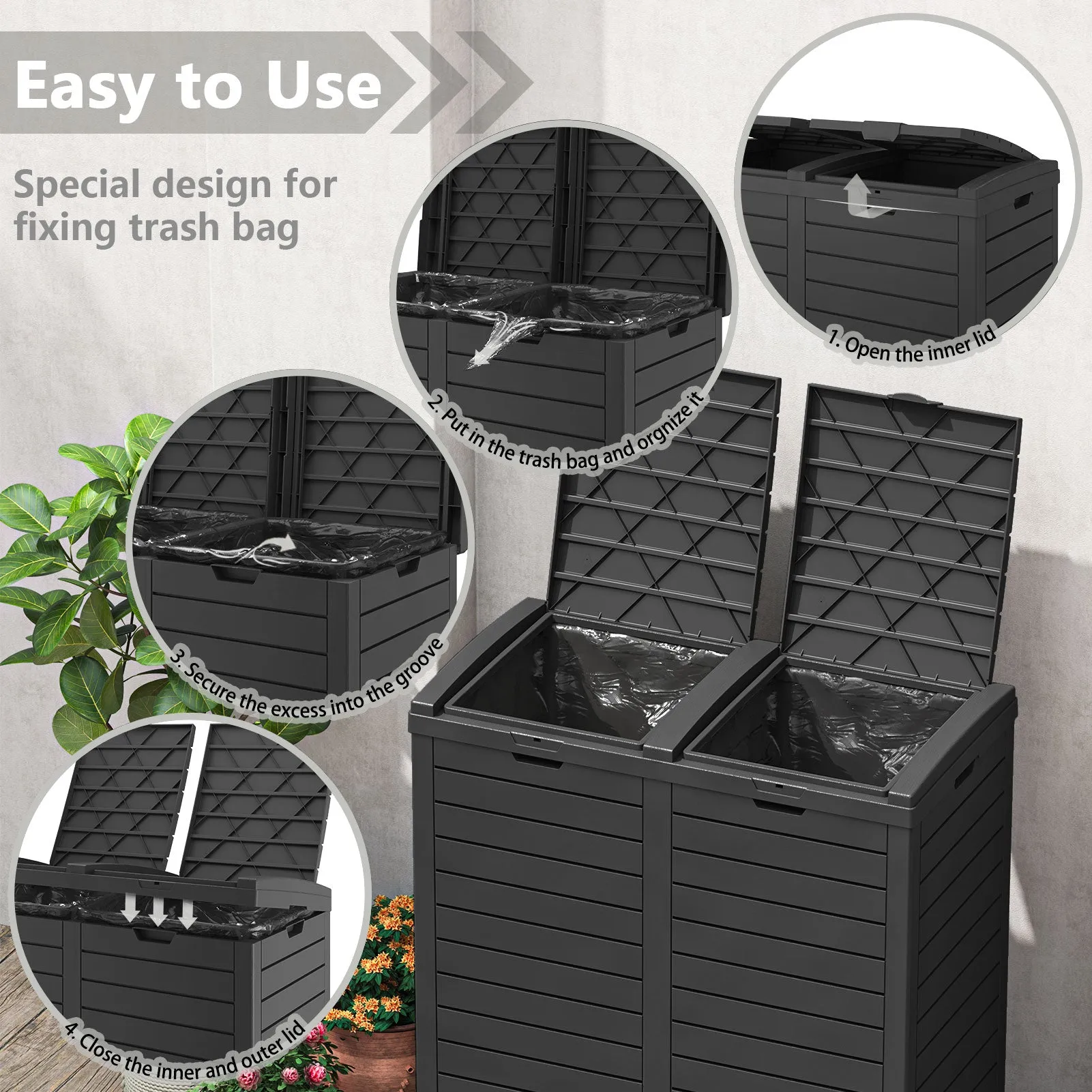 31-62 Gal Outdoor Trash Can