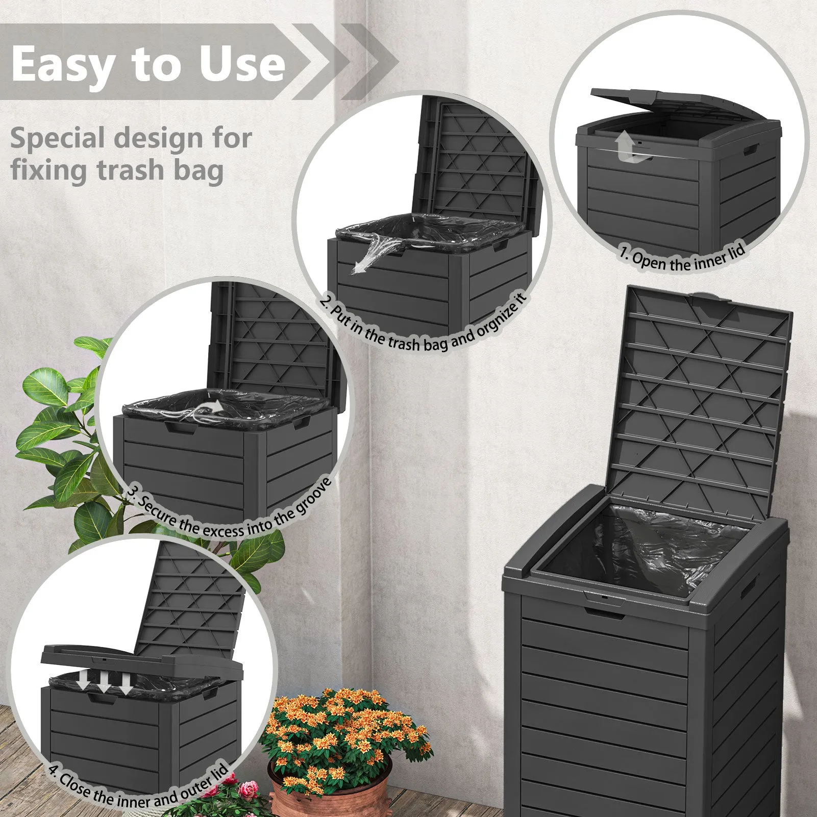 31-62 Gal Outdoor Trash Can