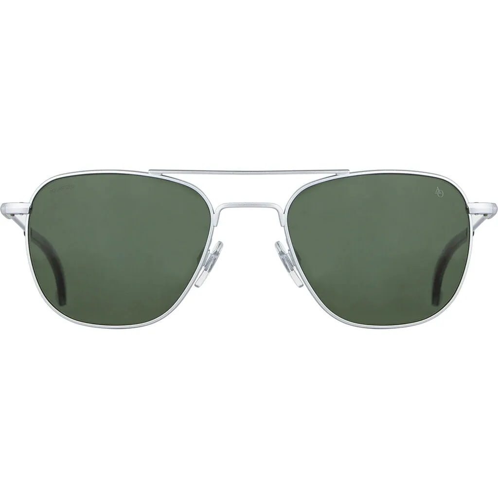 American Optical Big General Sunglasses | Silver/Glass Green