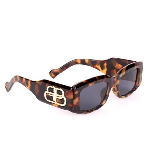 Balenciaga Tortoise Shell-Effect Dynasty Rectangle Sunglasses