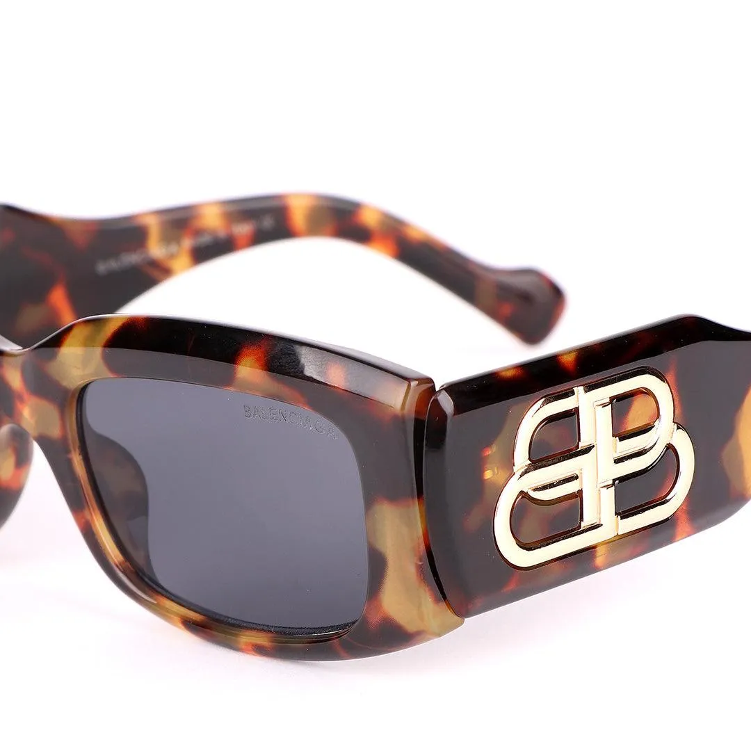 Balenciaga Tortoise Shell-Effect Dynasty Rectangle Sunglasses