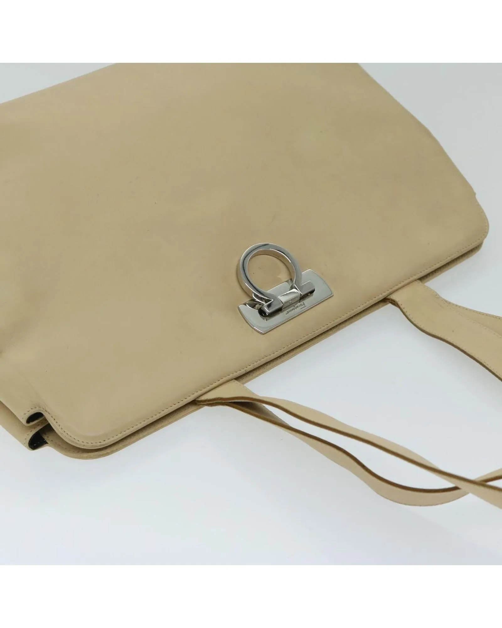 Beige Leather Gancini Shoulder Bag