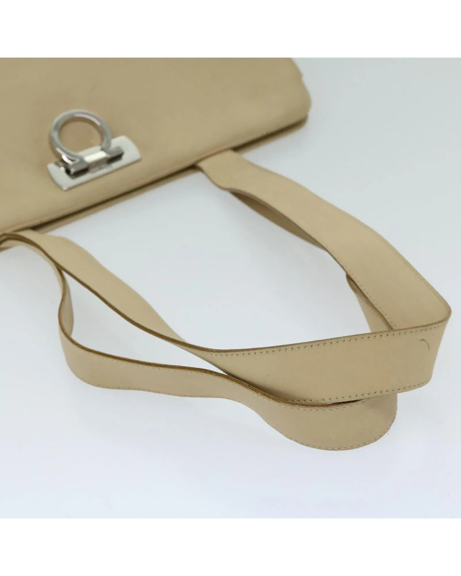 Beige Leather Gancini Shoulder Bag