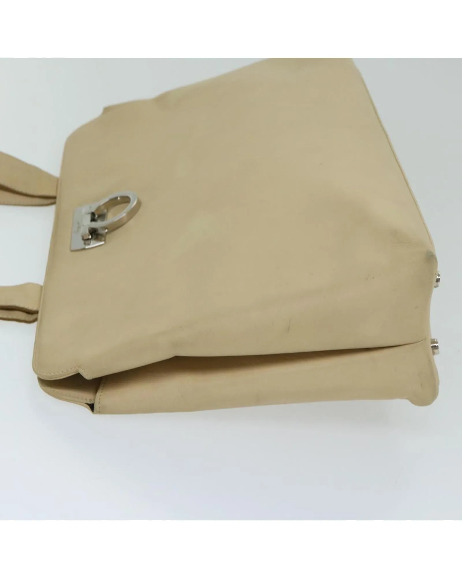 Beige Leather Gancini Shoulder Bag