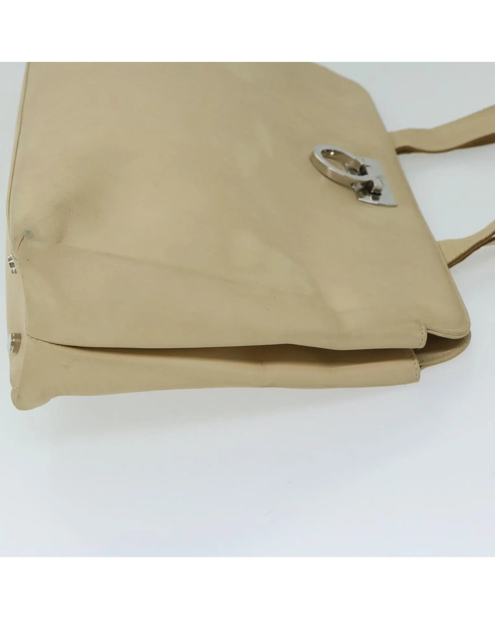 Beige Leather Gancini Shoulder Bag