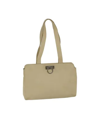 Beige Leather Gancini Shoulder Bag