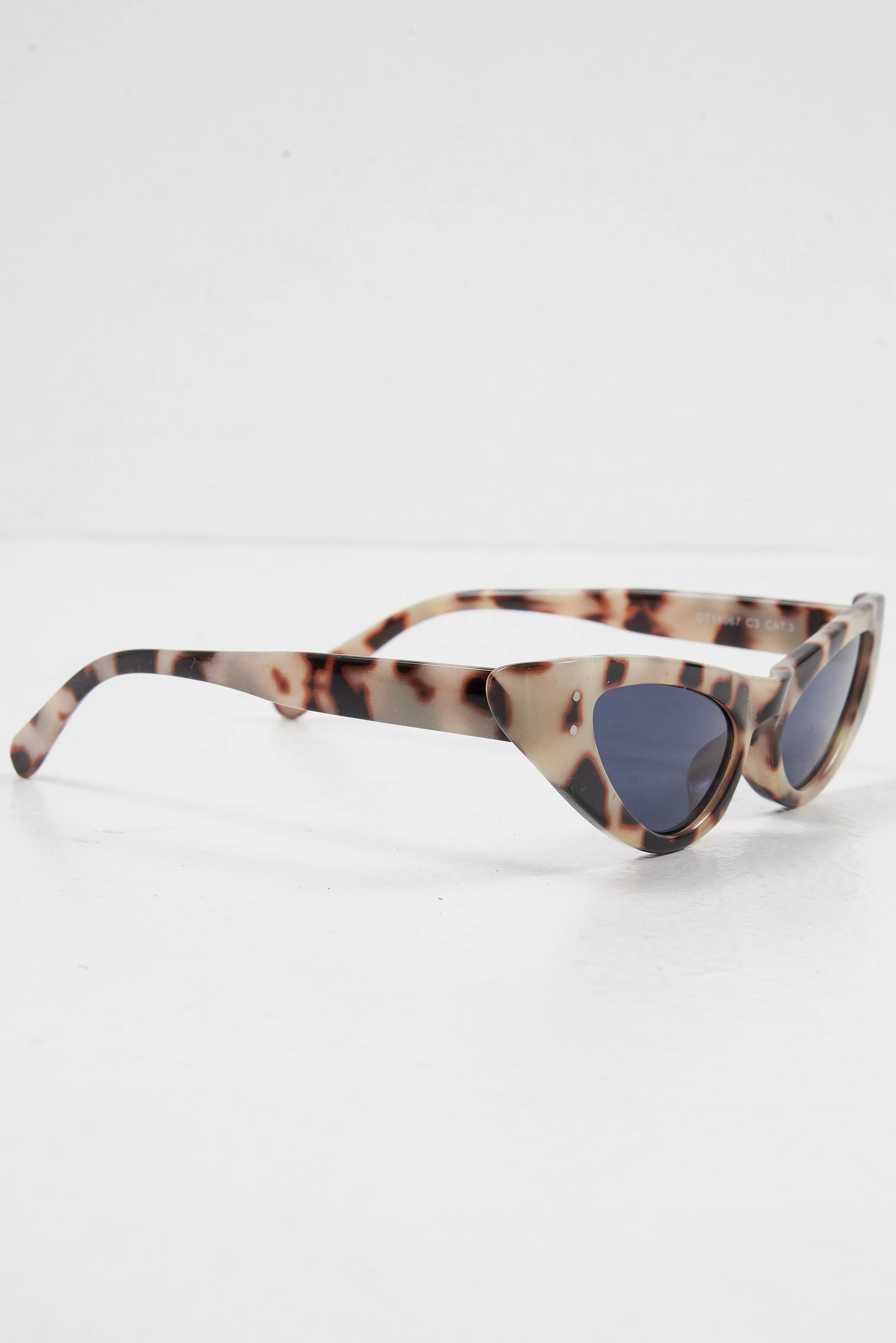 Beige Leopard Slim Cat Eye Sunglasses - Maribel