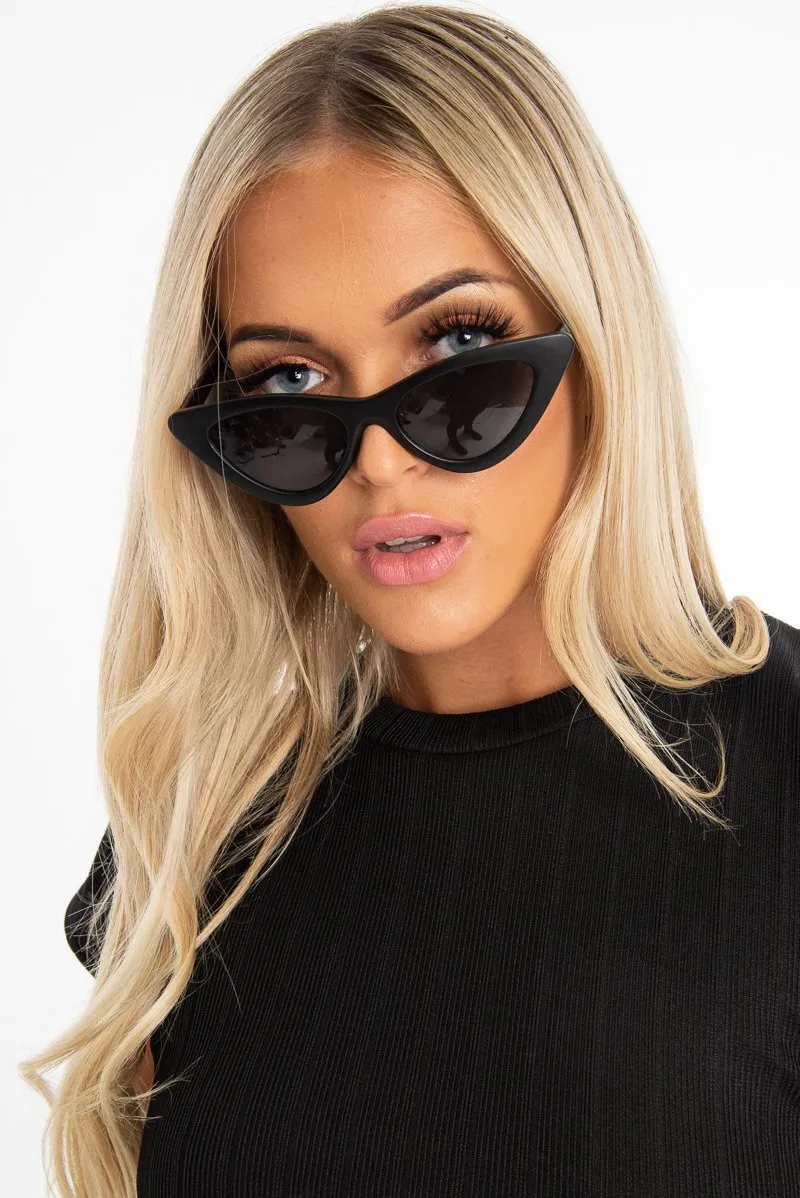 Black Pointed Cat Eye Sunglasses - Ramia