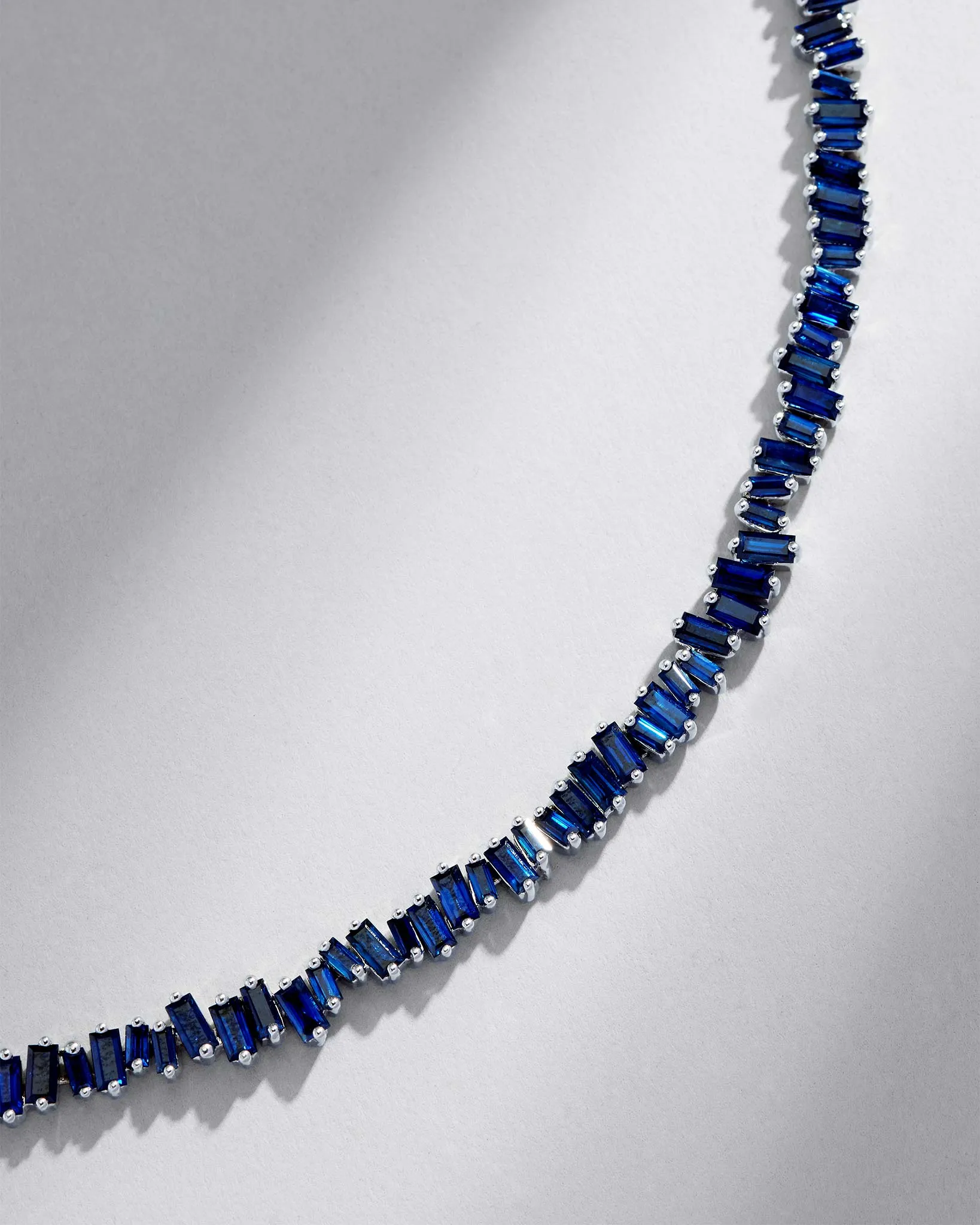 Bold Dark Blue Sapphire Tennis Necklace