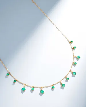 Bold Emerald Cascade Necklace