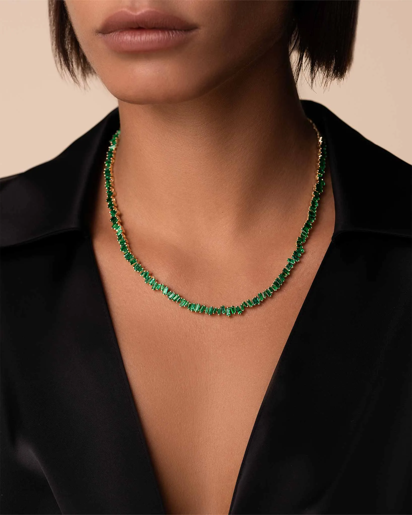 Bold Emerald Tennis Necklace