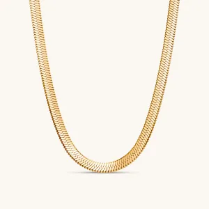 Bold Herringbone Necklace Gold