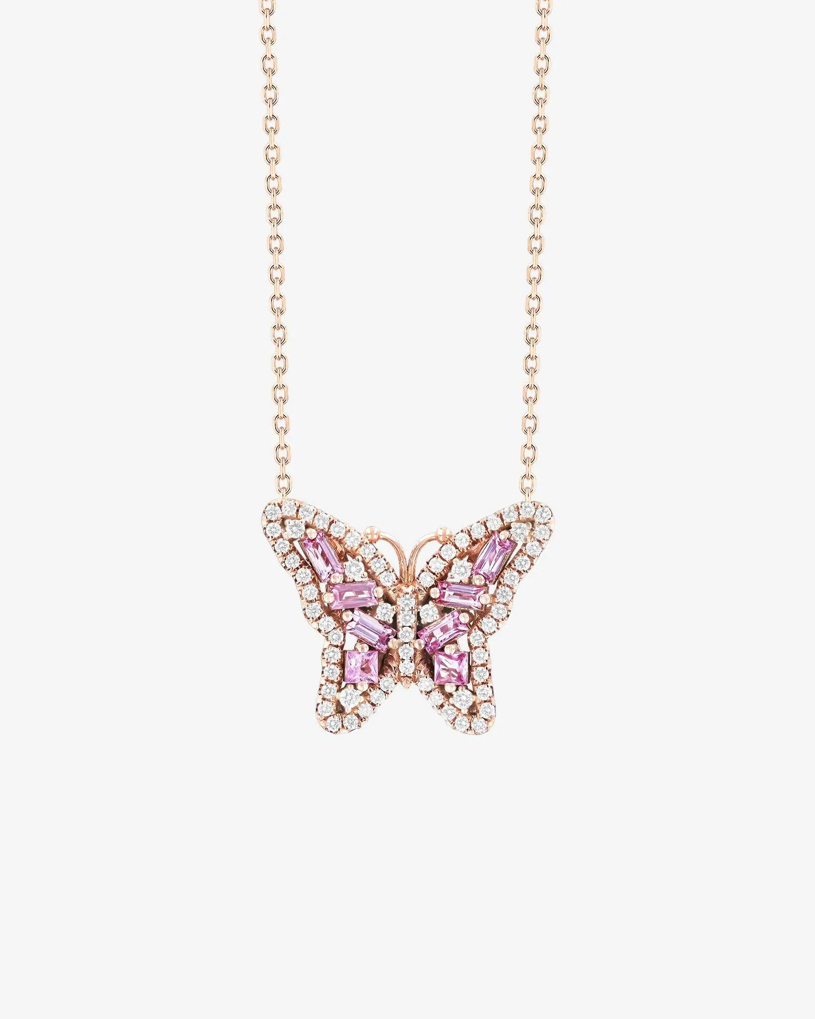 Bold Pink Sapphire Small Butterfly Pendant