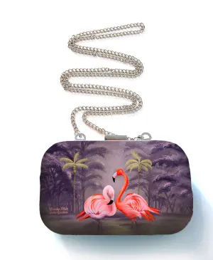 Box purse, box clutch, Flamingo