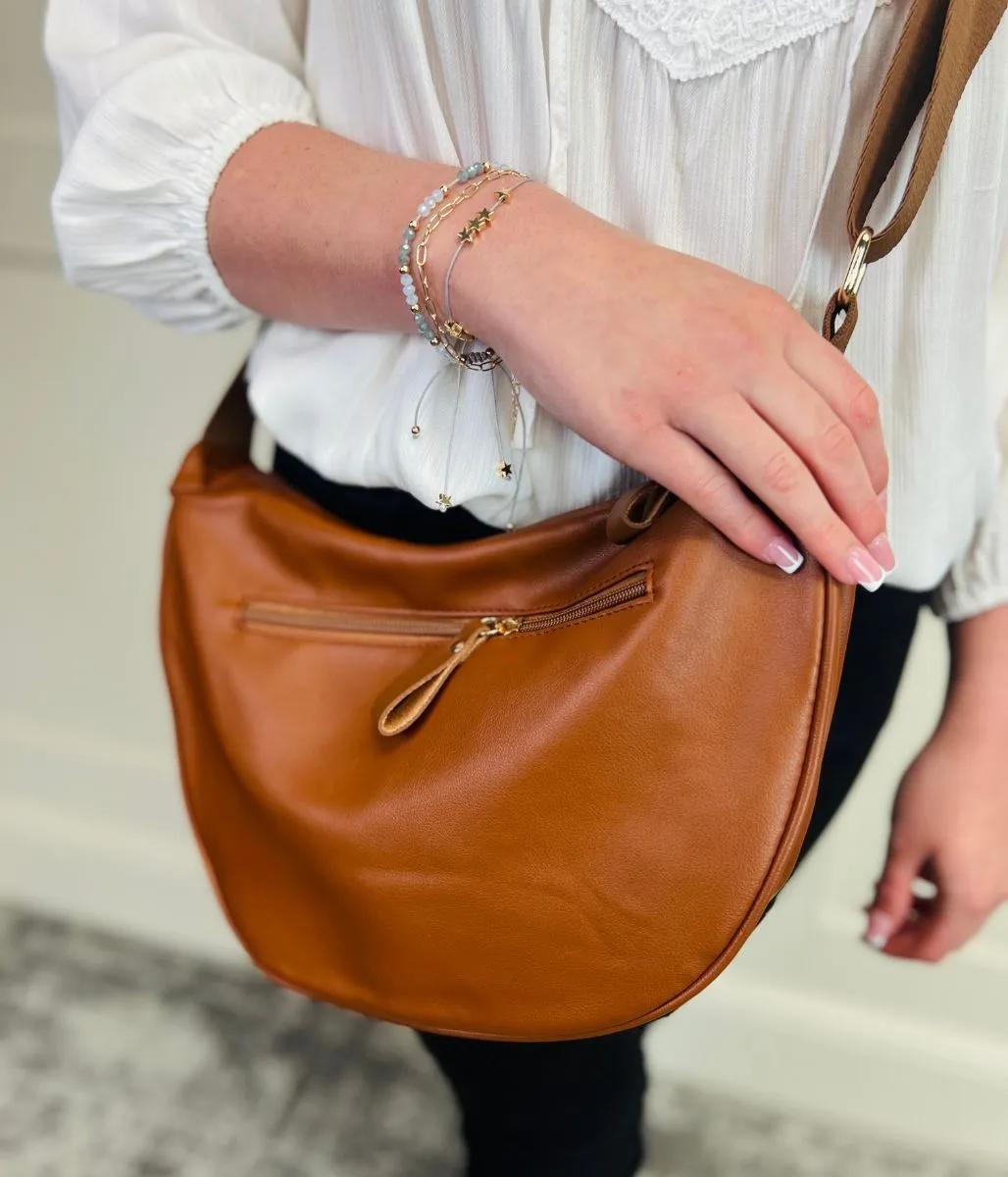 Brown Crescent Sling Bag