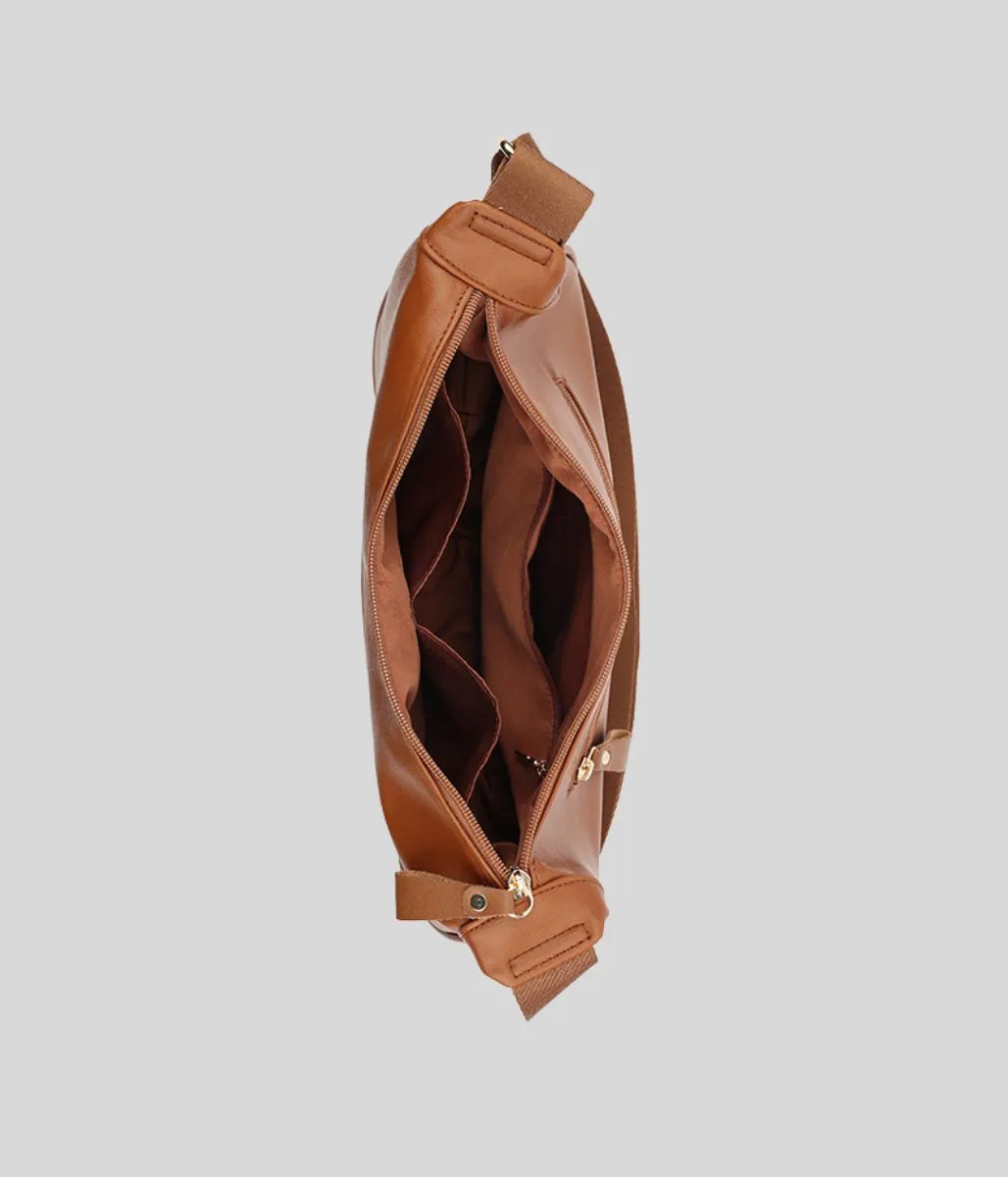 Brown Crescent Sling Bag