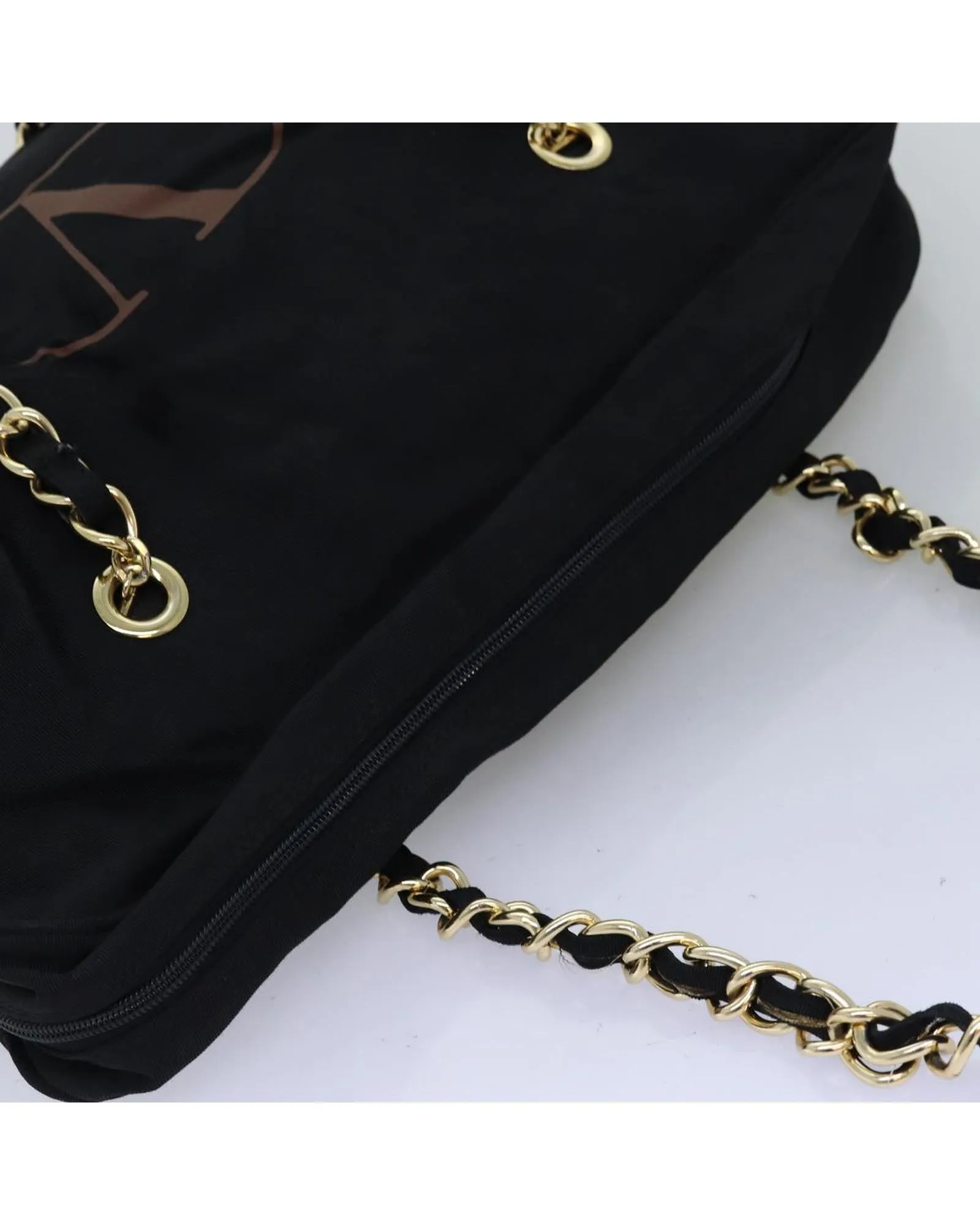 Canvas Chain Tote Bag in Black