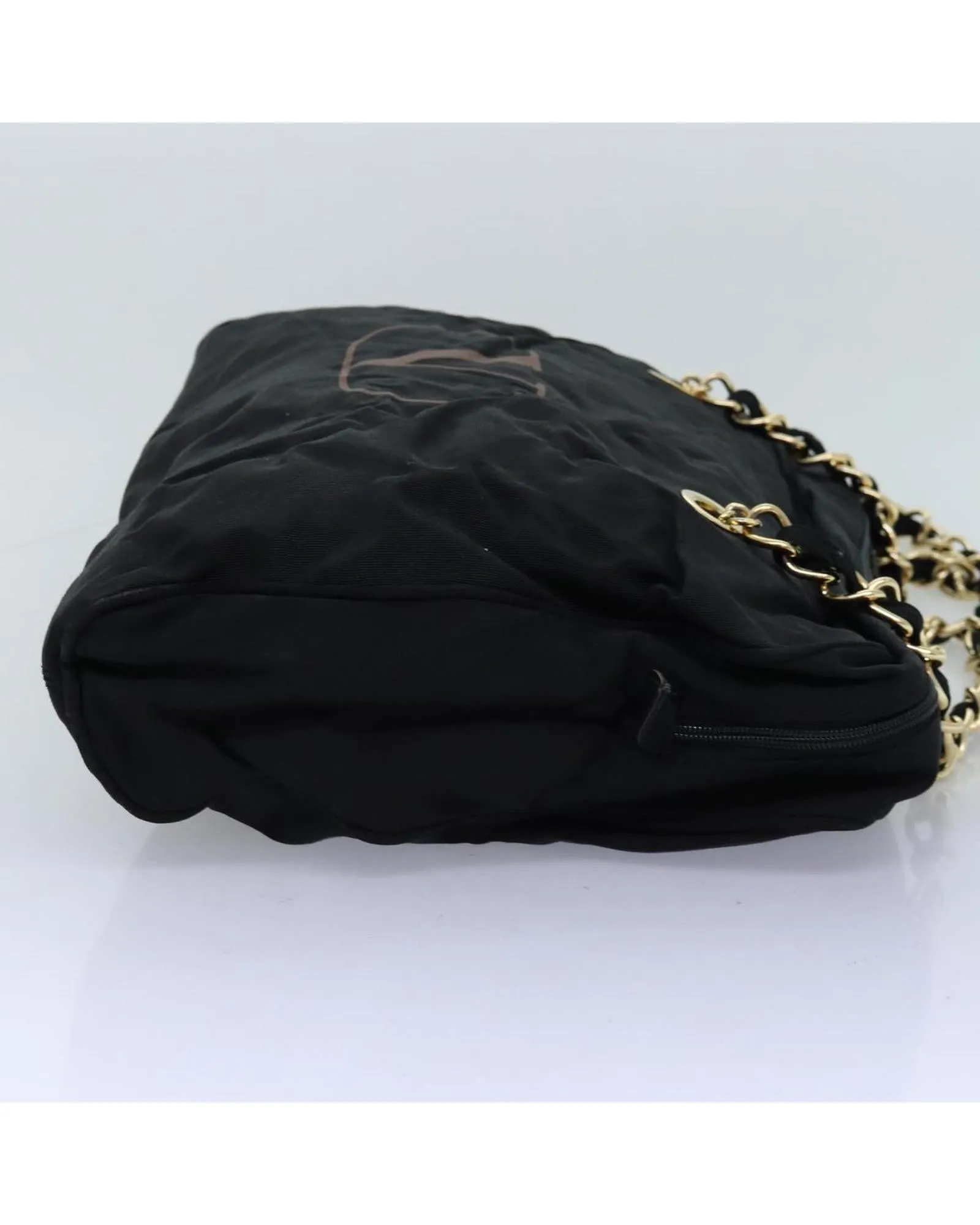 Canvas Chain Tote Bag in Black