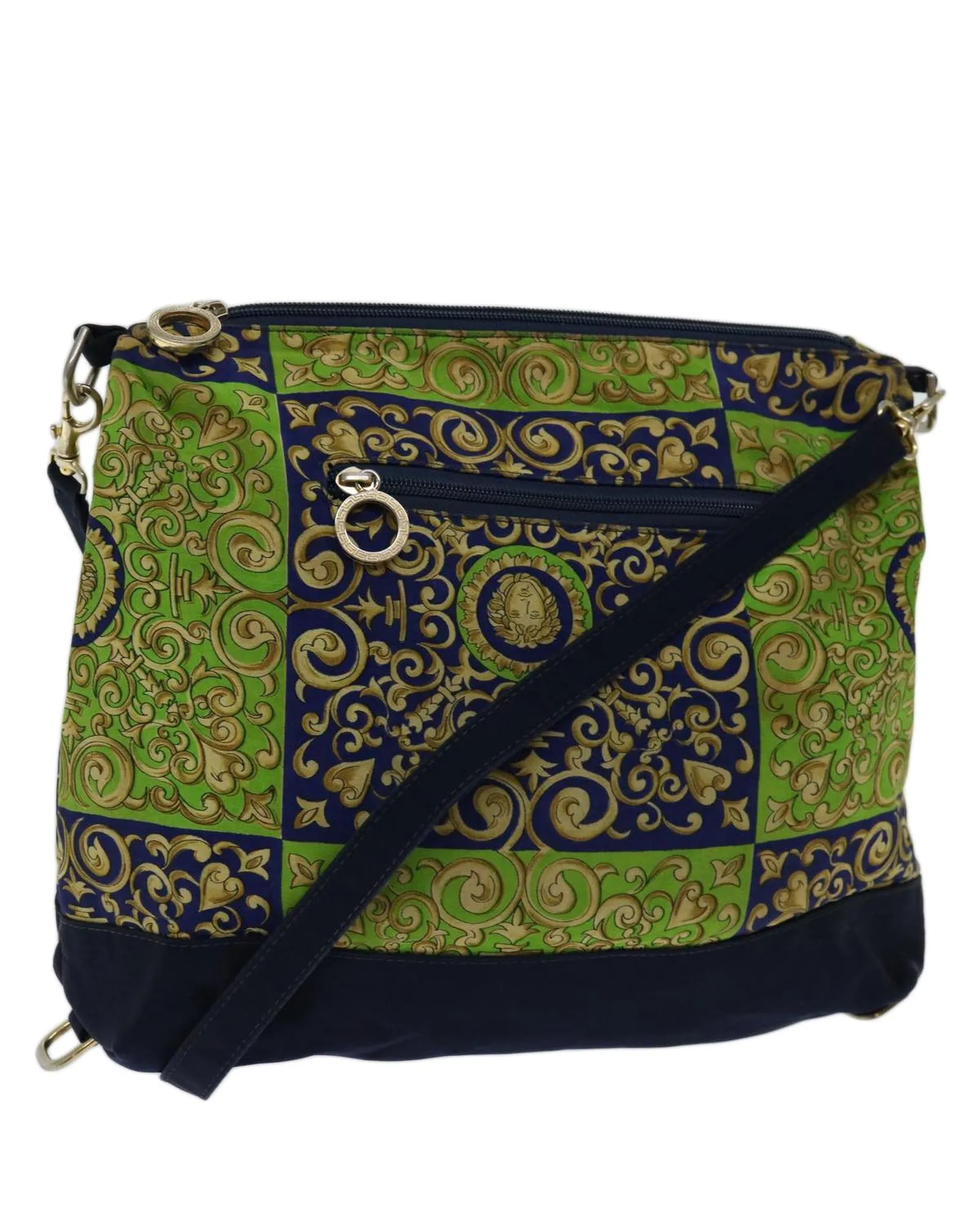 Canvas Navy Shoulder Bag by Gianni Versace