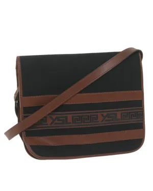 Canvas Shoulder Bag with Authentic Brown Details