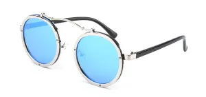 Classy Men Blue Retro Round Sunglasses