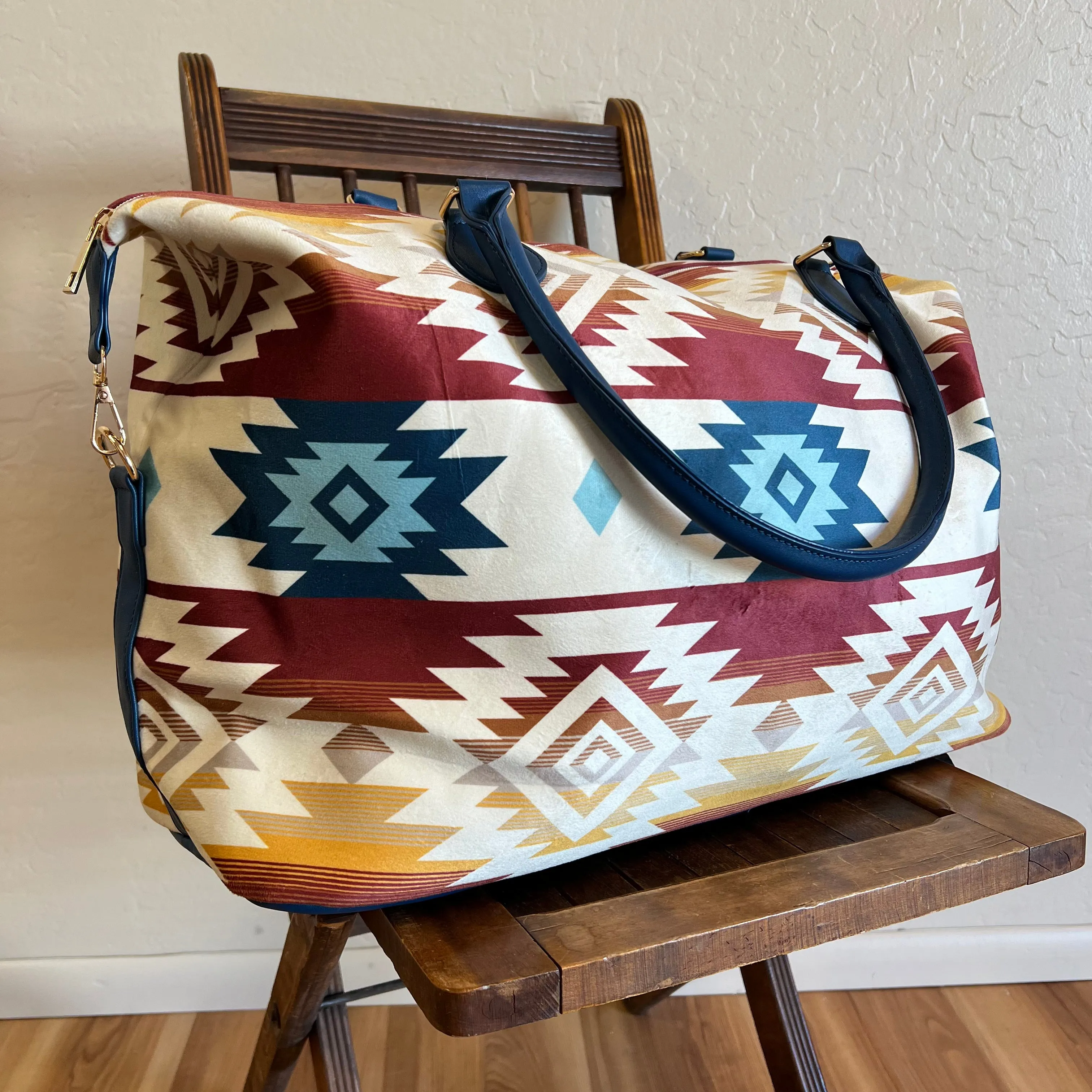 Cream Aztec Weekender Bag