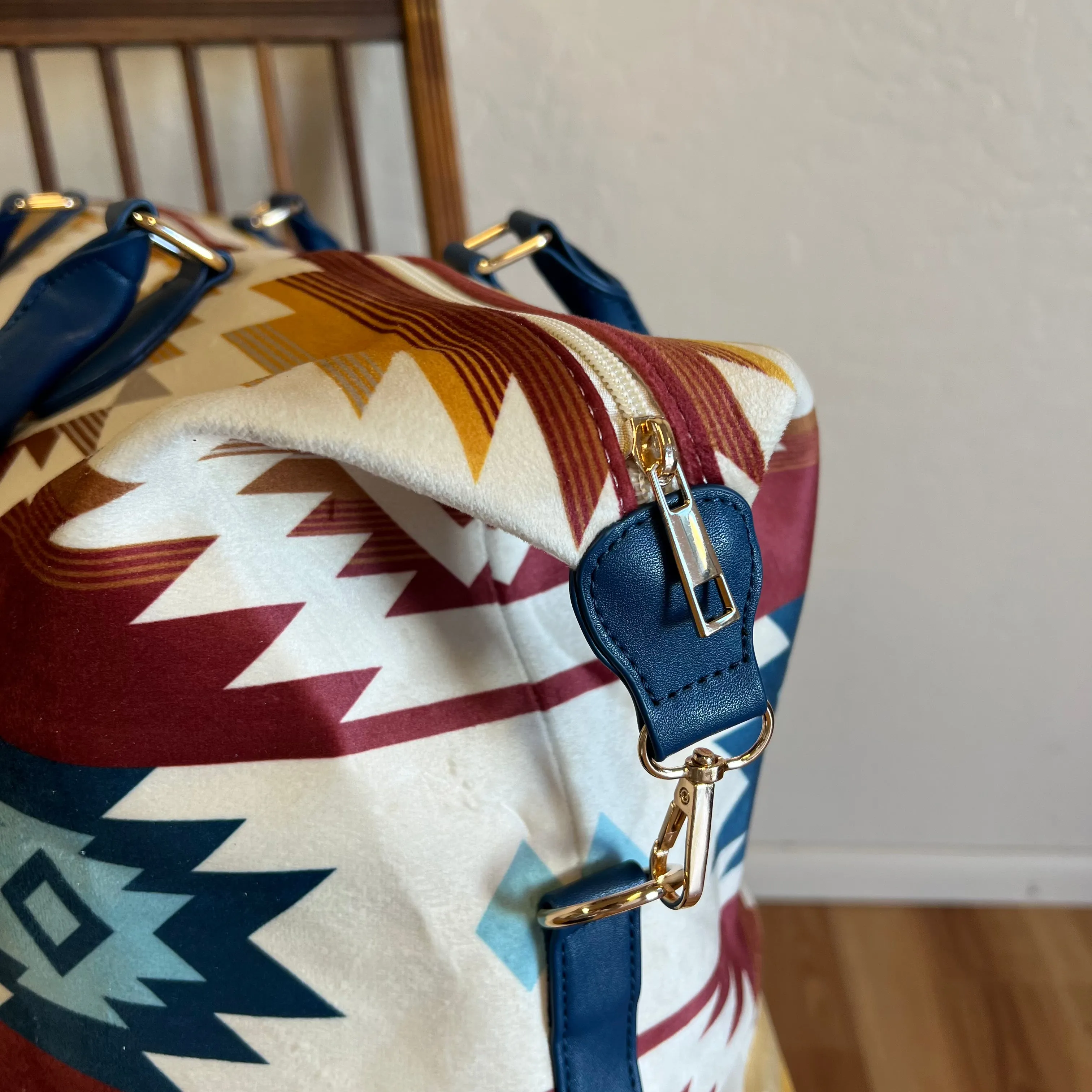 Cream Aztec Weekender Bag