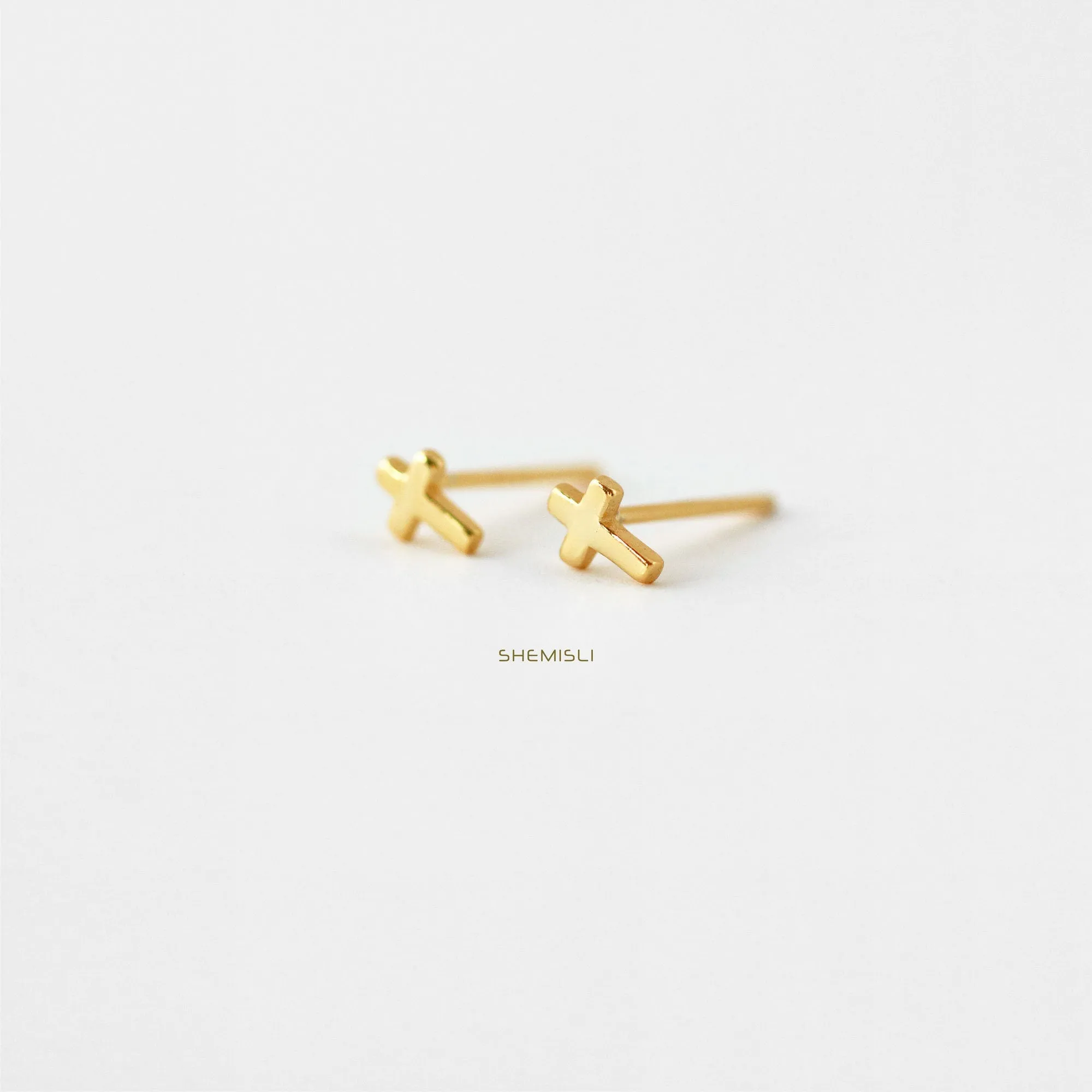 Cross Studs Earrings, Unisex, Gold, Silver SHEMISLI SS015