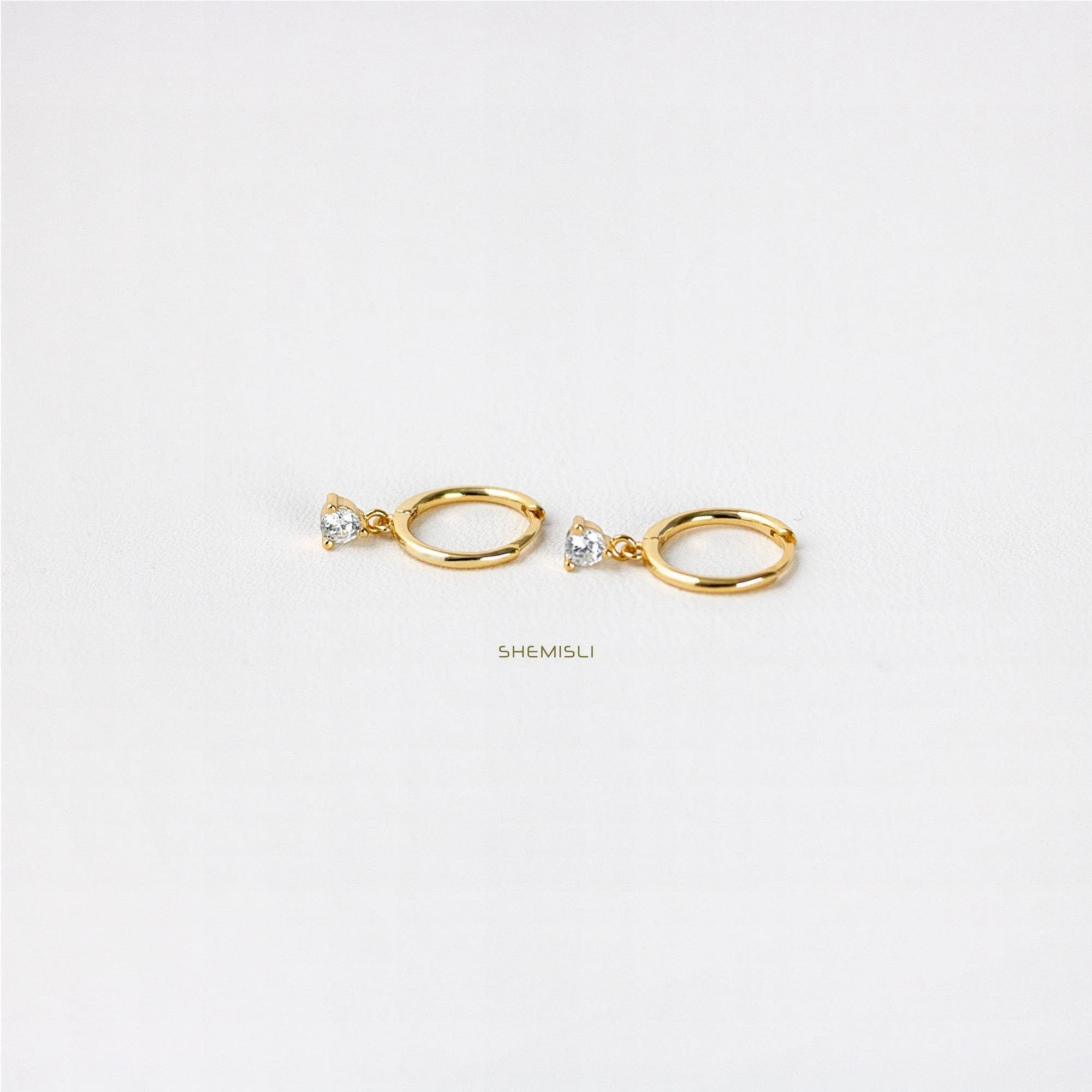 CZ Drop Hoop Earrings, Huggies, Unisex, Gold, Silver SHEMISLI SH067, SH338, SH339, SH340, SH341