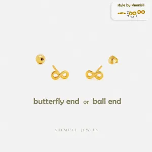 Dainty Infinity Sign Studs Earrings, Unisex, Gold, Silver SHEMISLI SS805 Butterfly End, SS806 Screw Ball End (Type A)