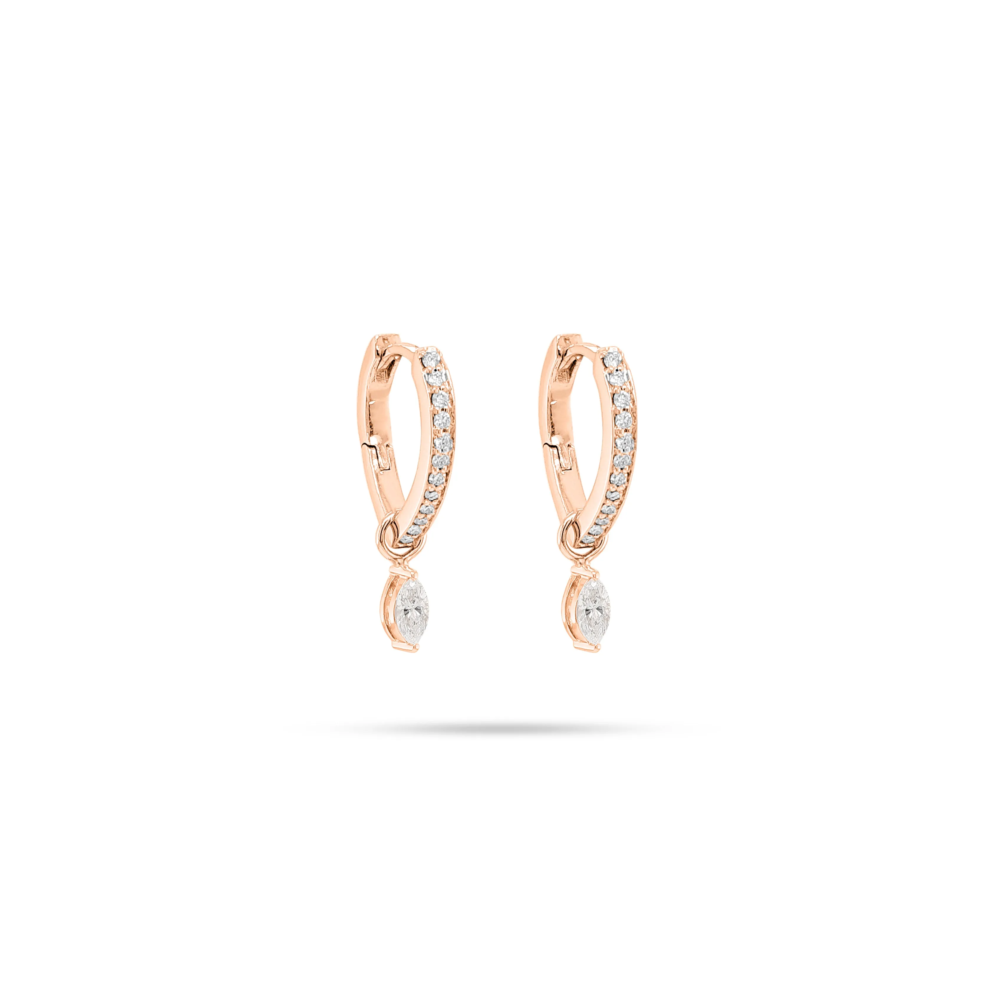 Detachable Huggie Marquise Diamond Earrings