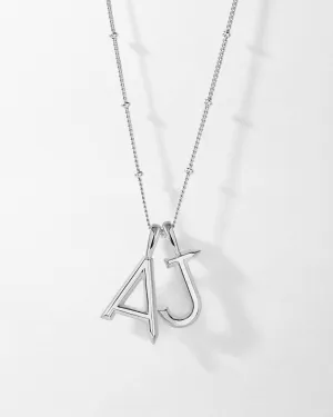 Double Initial Necklace - Silver