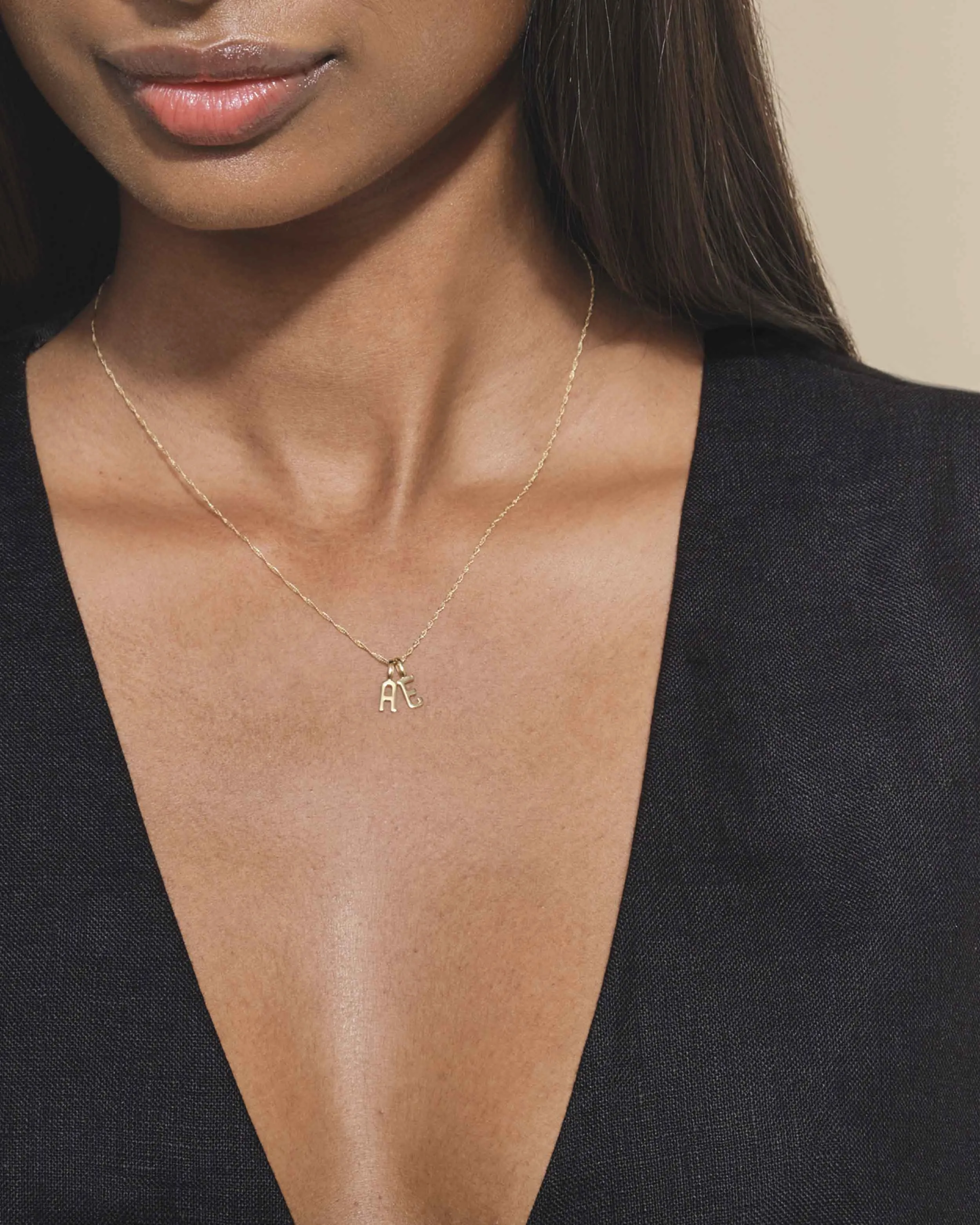 Double Initial Solid Gold Necklace