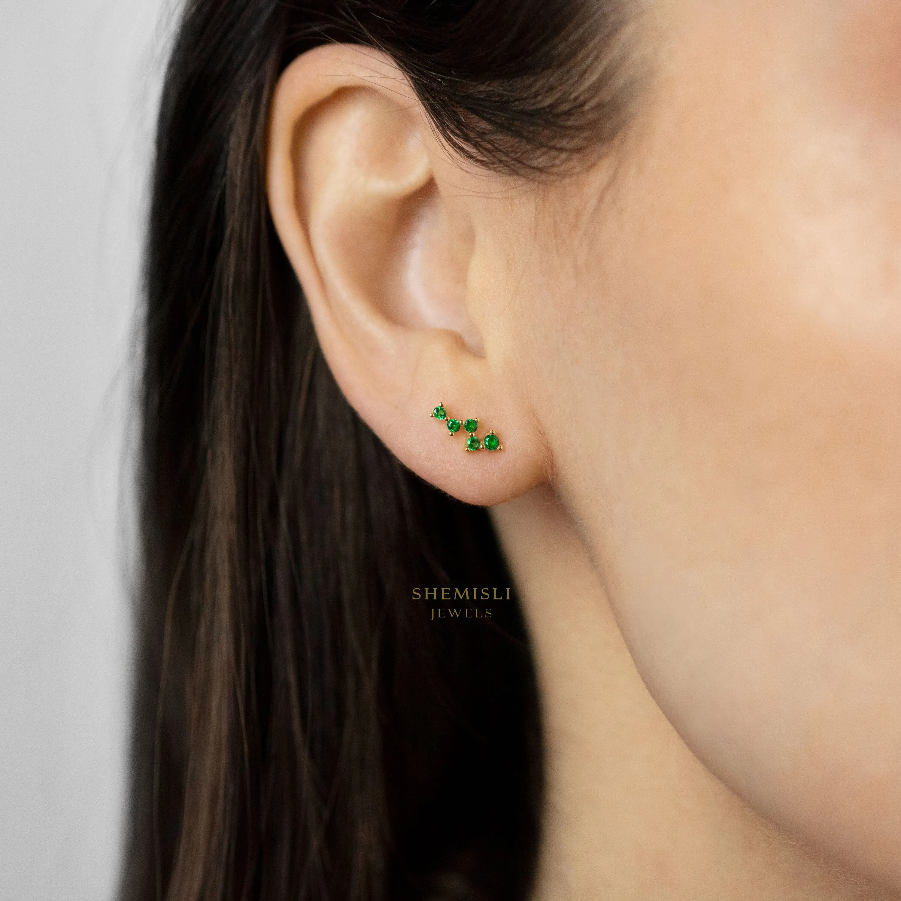 Emerald Zigzag Earrings, Unisex, Gold, Silver SHEMISLI - SS256 LR